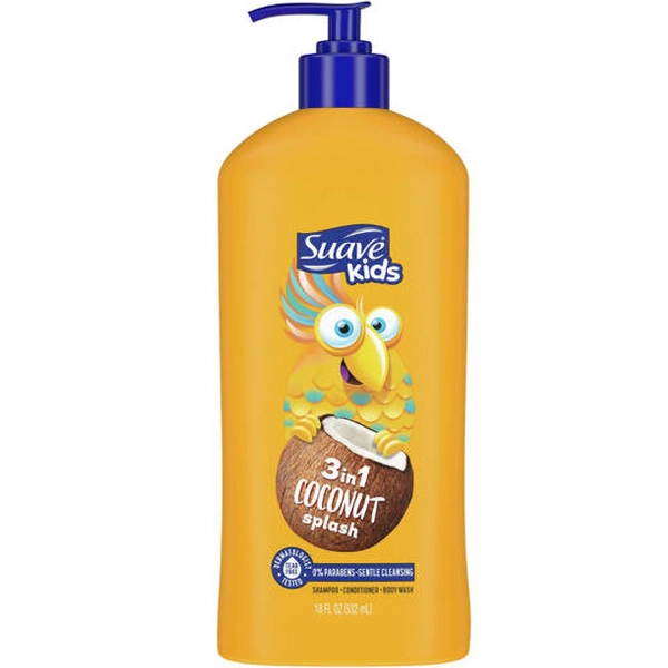 شامپو بچه سواو کیدز نارگیل 3 کاره (شامپو و نرم کننده و شامپو بدن کودک) 700 میل | SUAVE kids shampoo 3 in 1 Coconut Splash 700ml